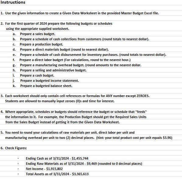  Instructions Use the given information to create a Given Data Worksheet