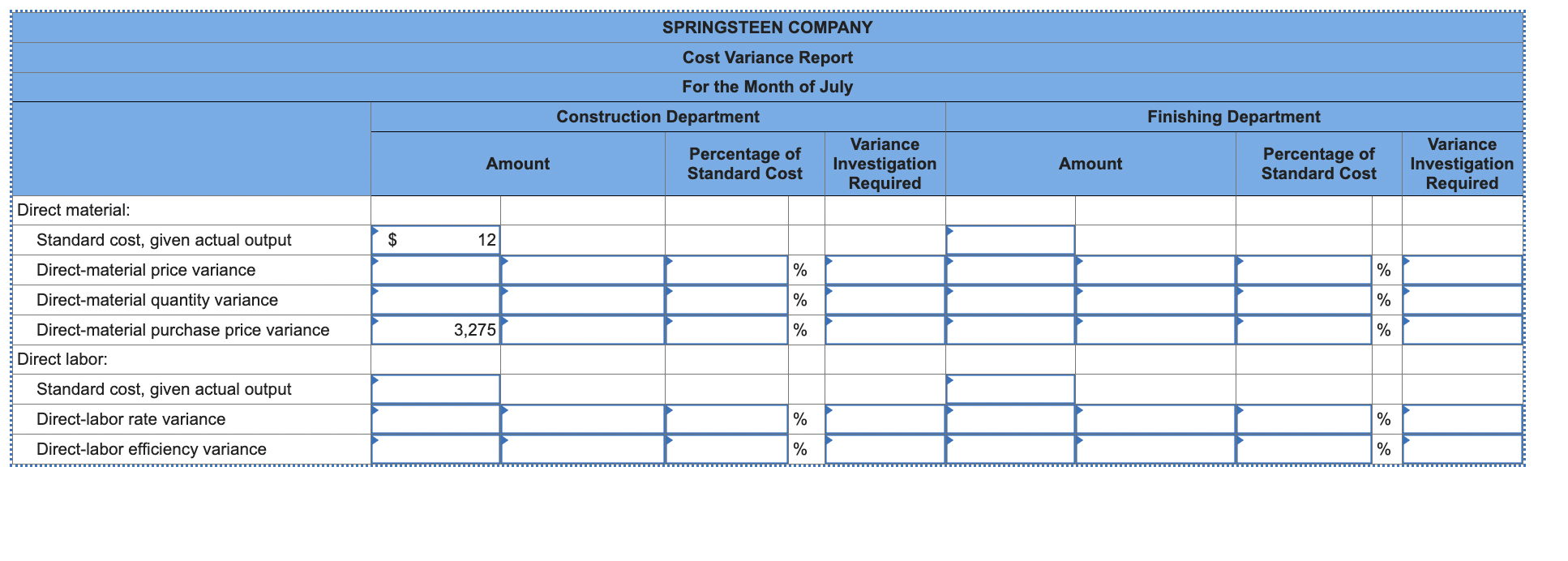 PR 10-47 (Algo) Comprehensive Problem on Variance Analysis (LO 10-1, 10-3, 10-6)