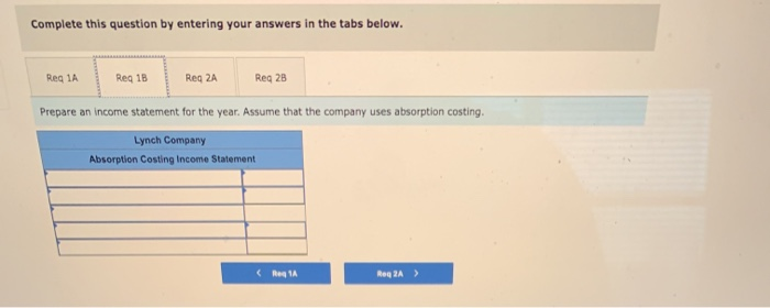 following costs were incurred during the company's first year of operations: Variable