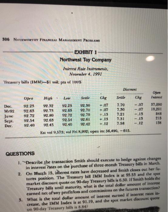 charges in interest rates on the purchase of three-month treasury bills in