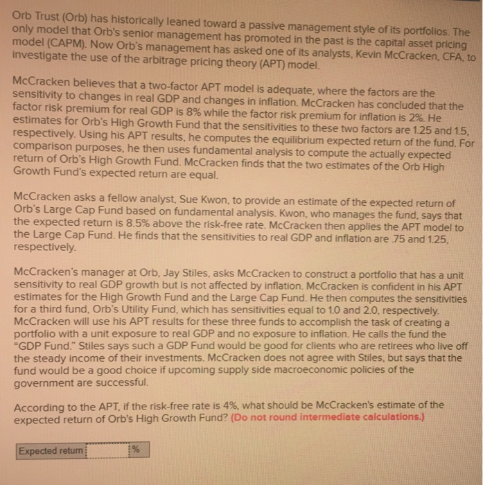  Orb Trust (Orb) has historically leaned toward a passive management style