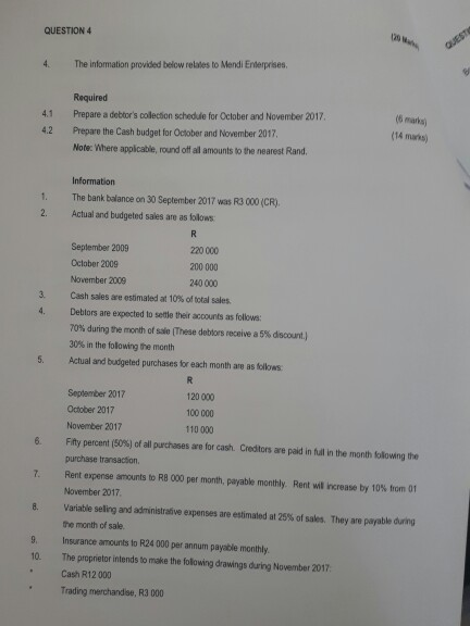 please assist QUESTION 4 lag 4. The information provided below relates to