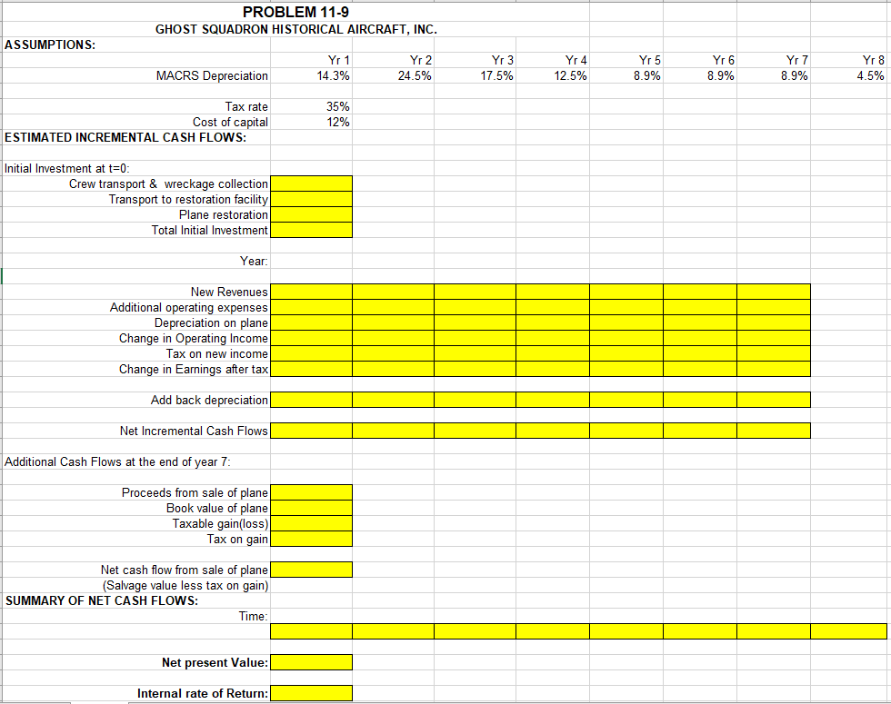 I NEED HELP WITH THIS SPREAD SHEET, PLEASE SHOW FORMULAS USED Ghost