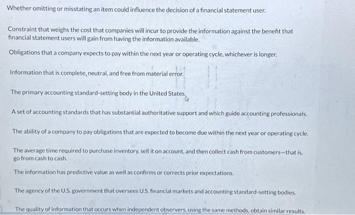 misstating an item could influence the decision c Constraint that weighs the