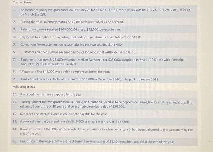  Transactions 1. 2. 3. 4. 5. 6. 7. 8. An insurance