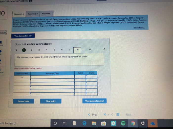 to record these transactions using the following titles! Cash (101); Accounts Receivable