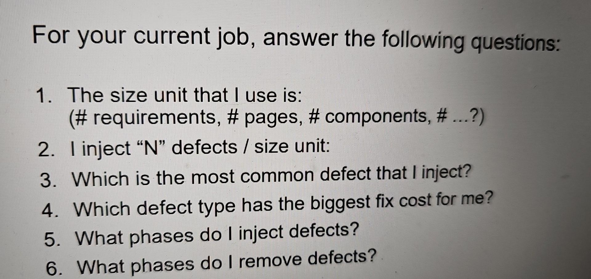 at the golf range For your current job, answer the following