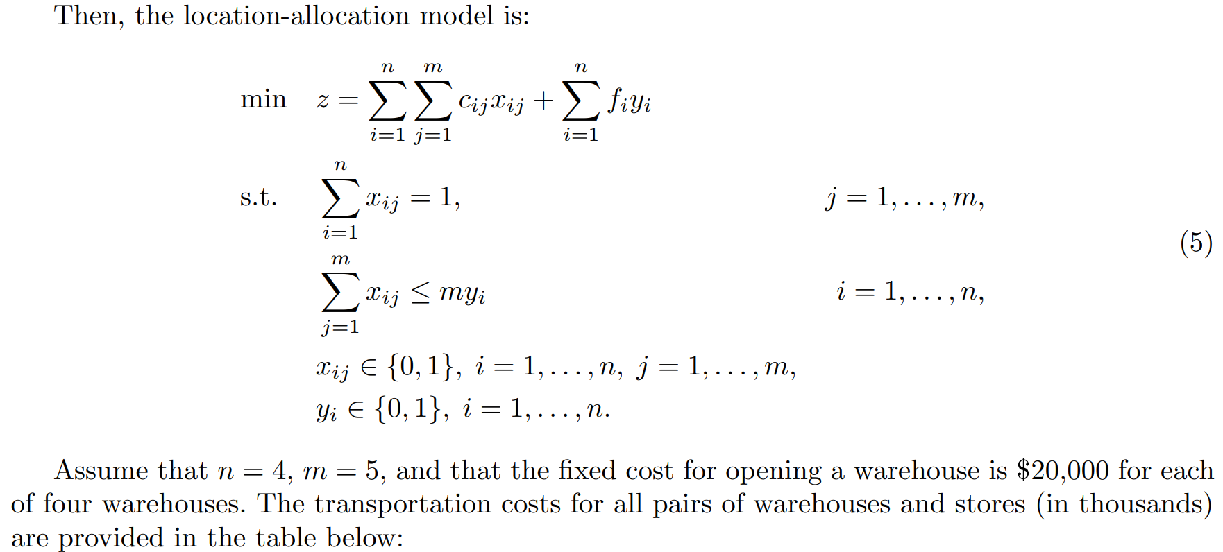 and how to assign m retail stores to the opened warehouses (for