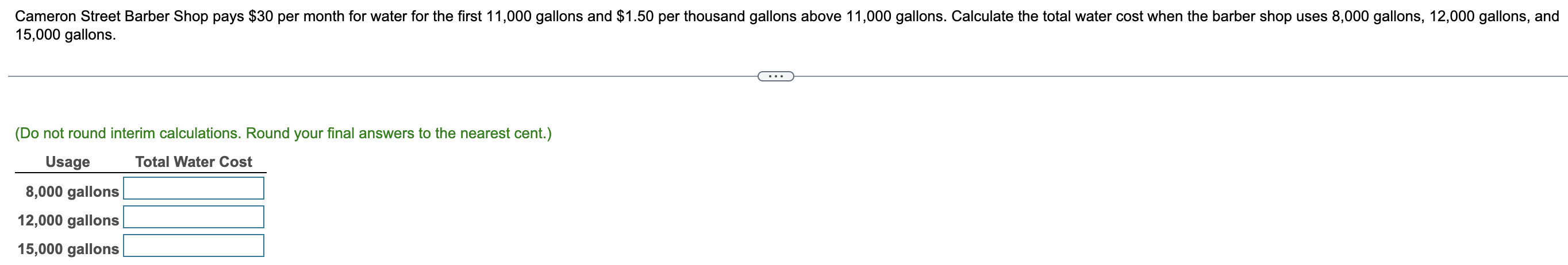 Cameron Street Barber Shop pays $30 per month for water for the