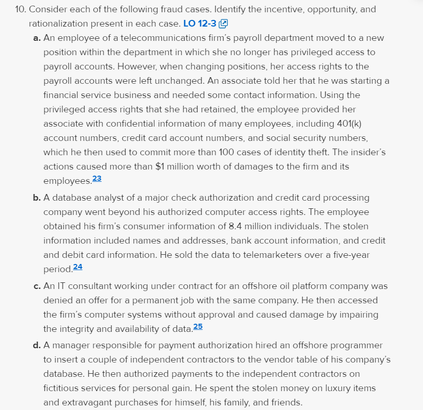 Loose Leaf for Accounting Information Systems (2nd Edition) Chapter 12 Problem 10P
