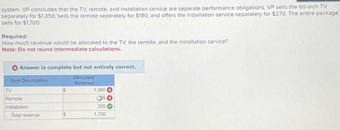  system. VP concludes that the TV, remote, and installation service are