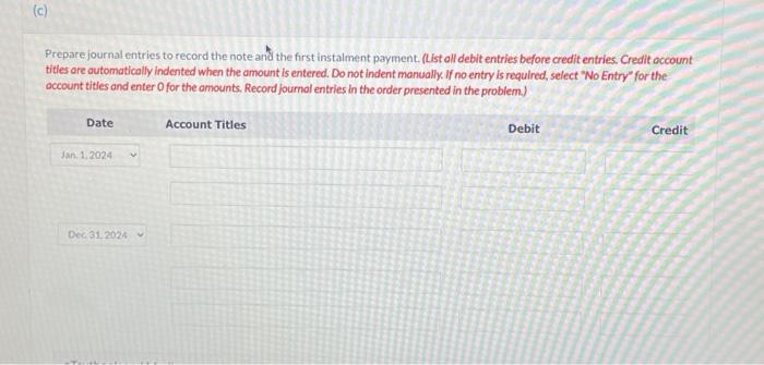 1, 2024, Crane Corp. borrows $15,000 by signing a 3-year, 6% note