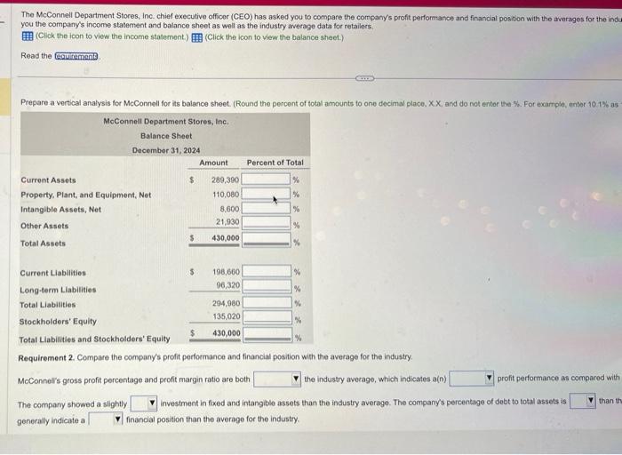 for the industry. you the company's income statement and balance sheet as
