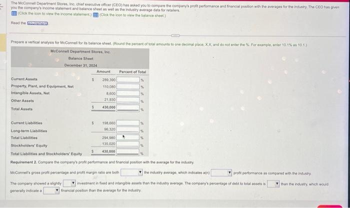 well as the insustry average data for retaliges. (Click the icon 10