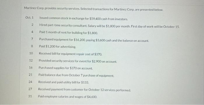  please fix the wrong ones!! in red!! Martinez Corp. provides security