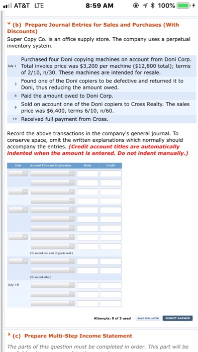  AT&T LTE 8:59 AM e 1 * 100%, -+ (b) Prepare