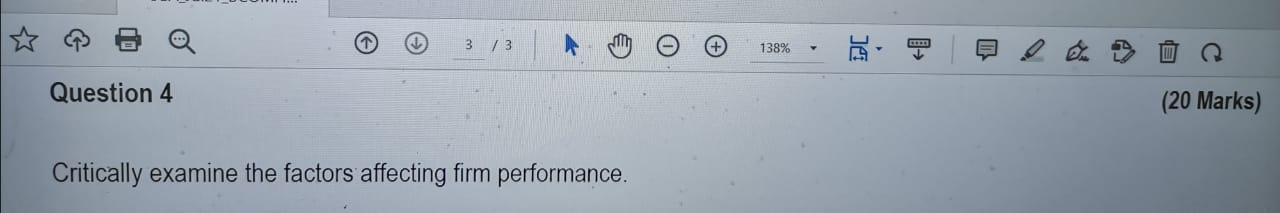  3 / 3 o 138% Question 4 (20 Marks) Critically examine