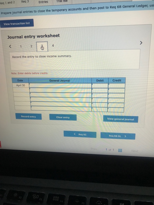in balance sheet accounts 3. Using account balances from Requirement 6b, prepare