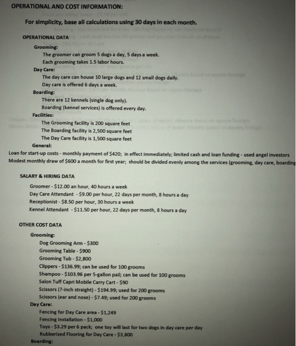  Pup N' Suds MILESTONE 1 - Variable and Fixed Cost Exercise