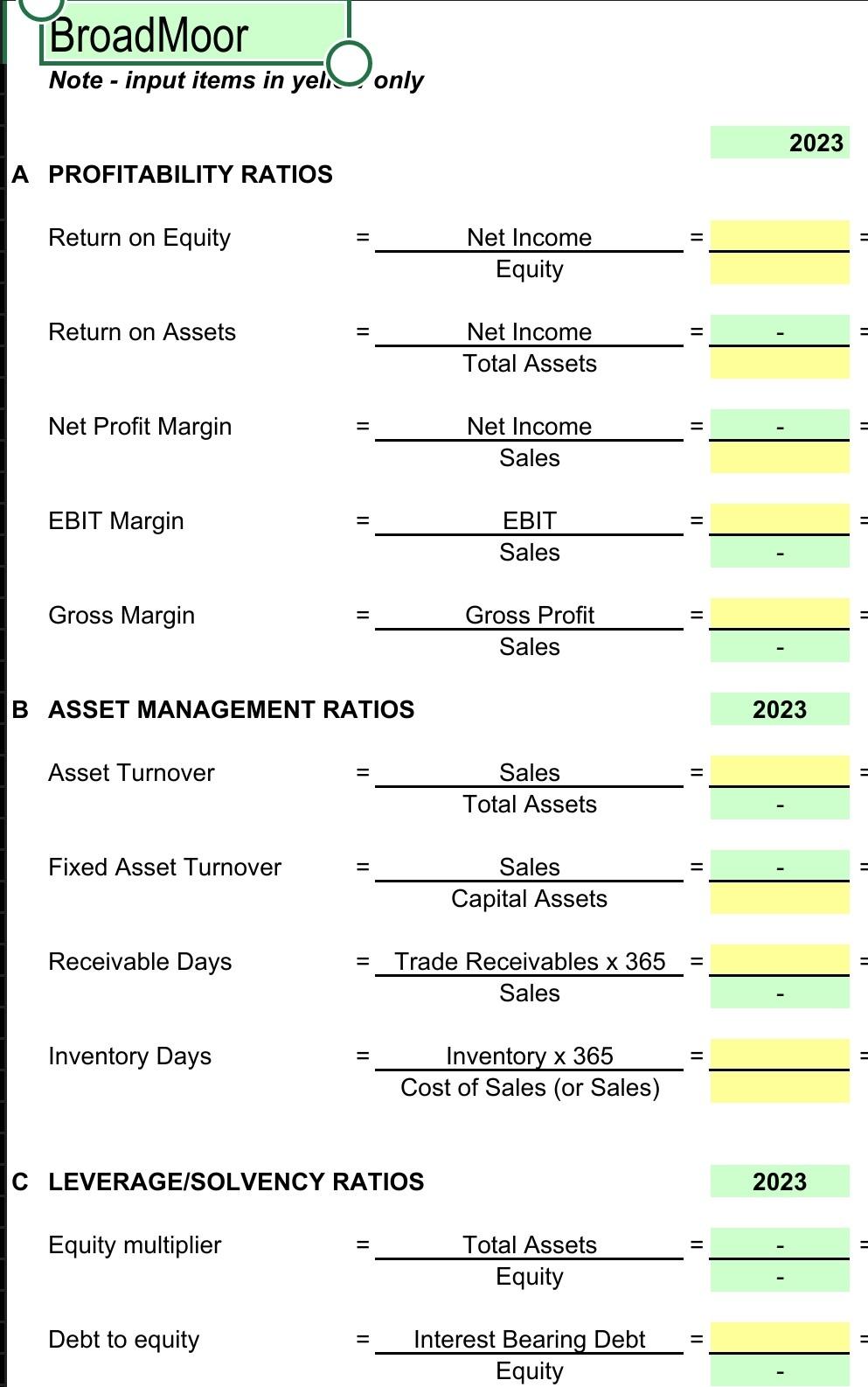only. - Provide an explanation (definition) for what each ratio means. Please