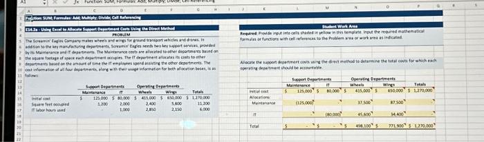  A1 B fx Function: SUM; Formulas: Add; Multiply, Divide; Cell Refer