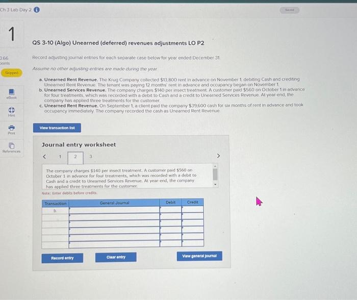 Unearned (deferred) revenues adjustments LO P2 Rocord adjusting joumal entries for eoch