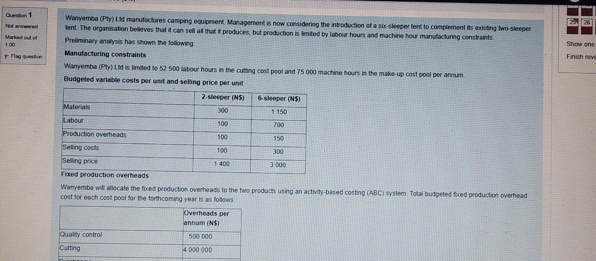  please solve this for me Question 1 25 26 Not answered