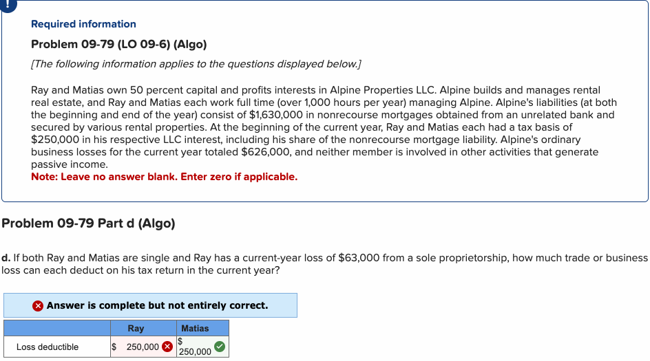  Required information Problem 09-79(LO 09-6)(Algo) [The following information applies to the