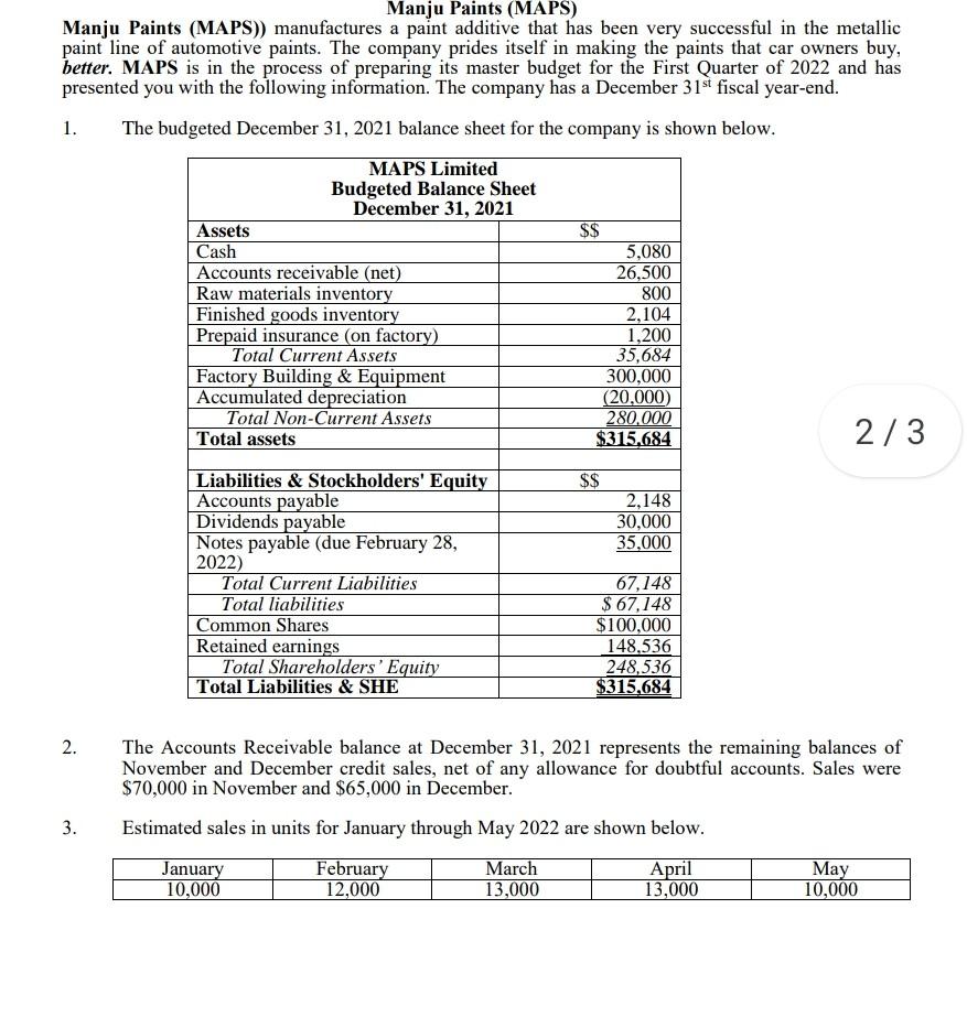  This is a master budget assignment. I need solutions for e,