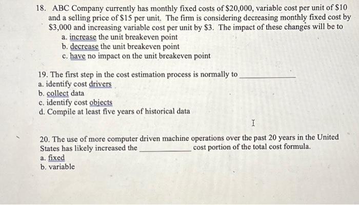 unit will stay the same 7. As total unit sales decrease within