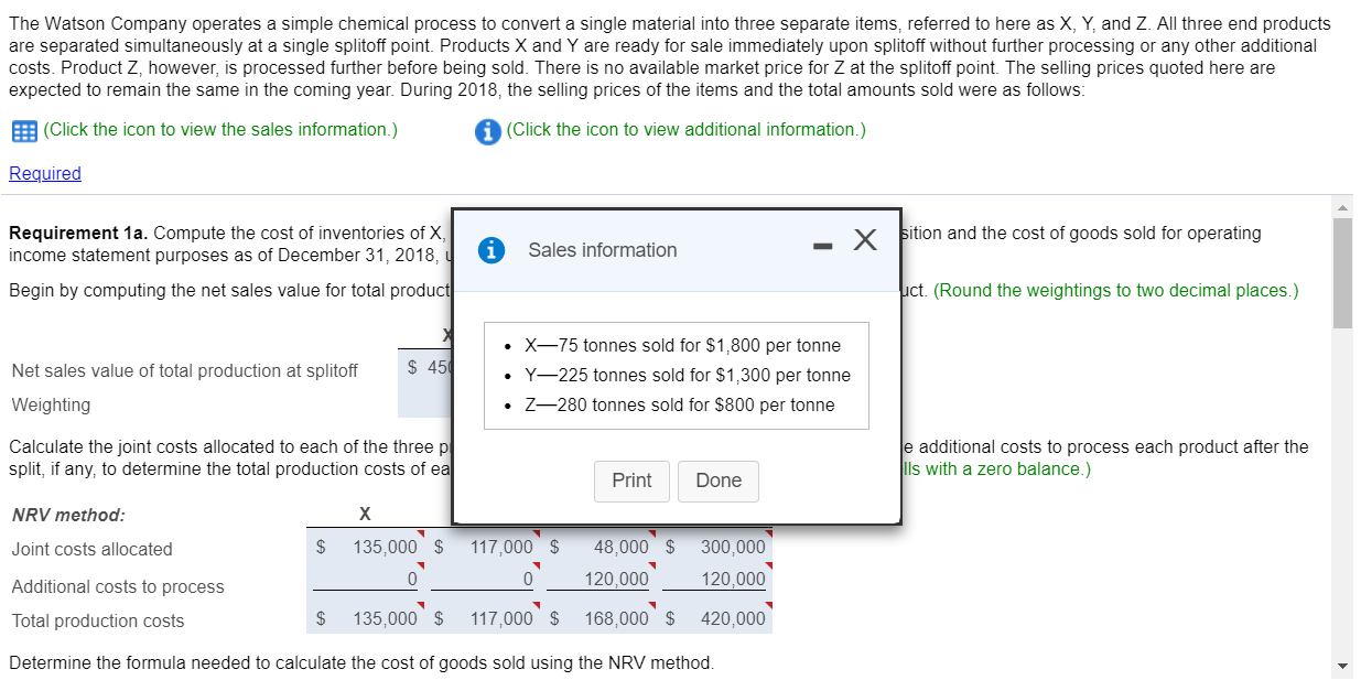Please show the calculation processes The Watson Company operates a simple chemical