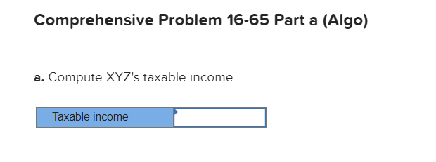 (Algo) [The following information applies to the questions displayed below.] XYZ is