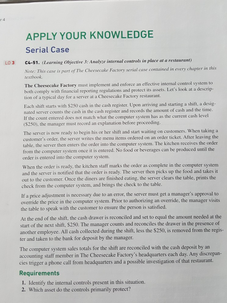 I need help answering these questions APPLY YOUR KNOWLEDGE Serial Case