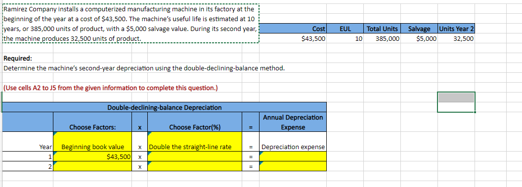 please clarify what to put for double the straight line rate cells