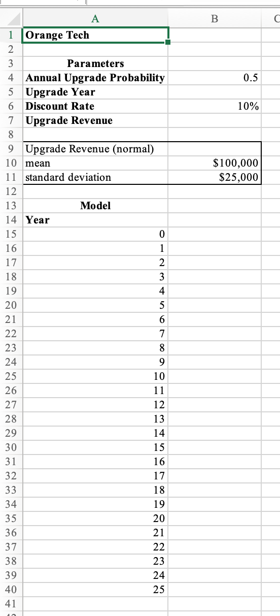  (All answers were generated using 1,000 trials and native Excel functionality.)