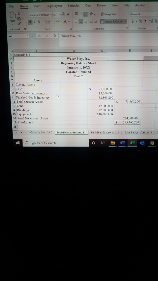 KB) ZO Water Play, Inc. Part 2-Constant Demand and Seasonal Budgets 1.