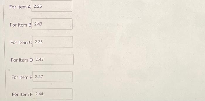 following "lower of cost or market value". For Item