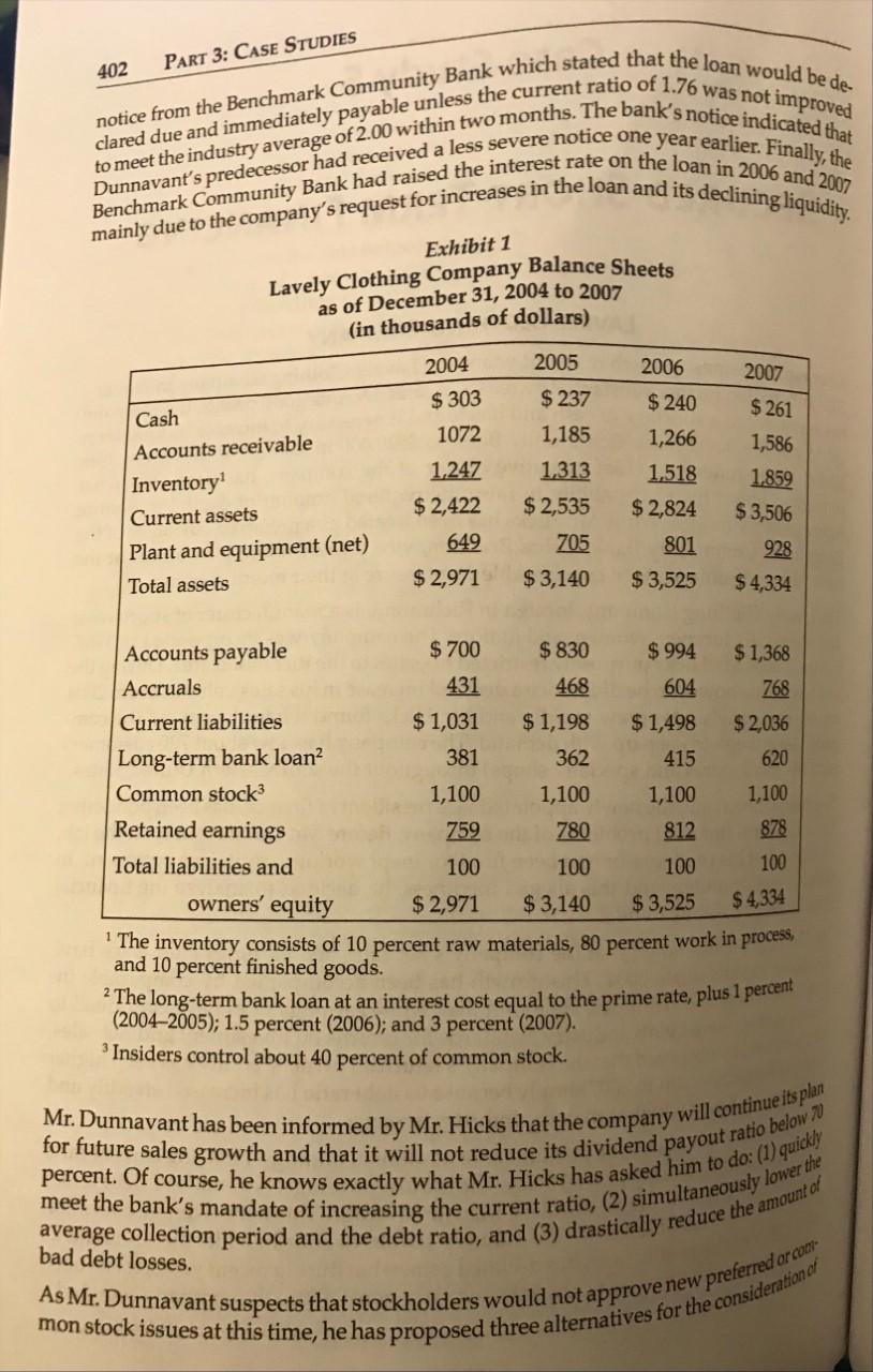 Question 3 please 402 PART 3: CASE STUDIES notice from the