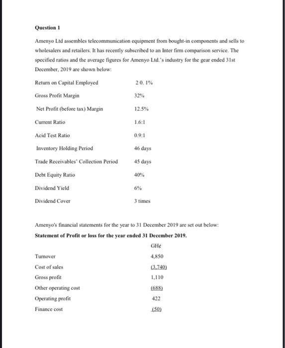  answer urgently needed 12.5% Question 1 Amenyo Lid assembles telecommunication equipment
