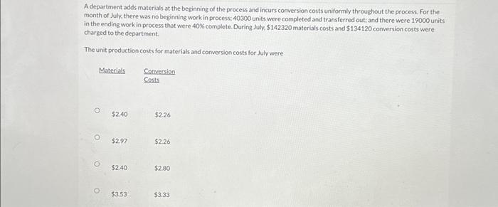  Current Attempt in Progress A department adds materials at the beginning