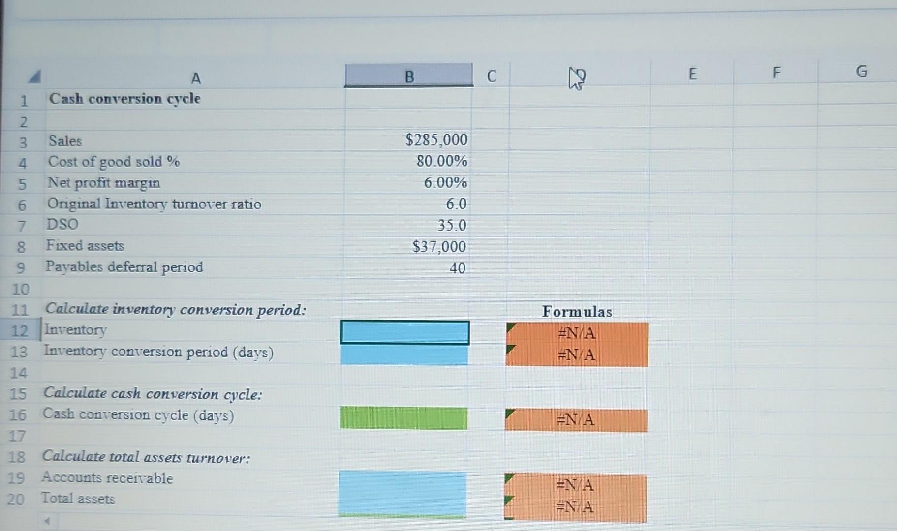 Online Structured Activity: Cash conversion cycle Chastain Corporation is trying to determine