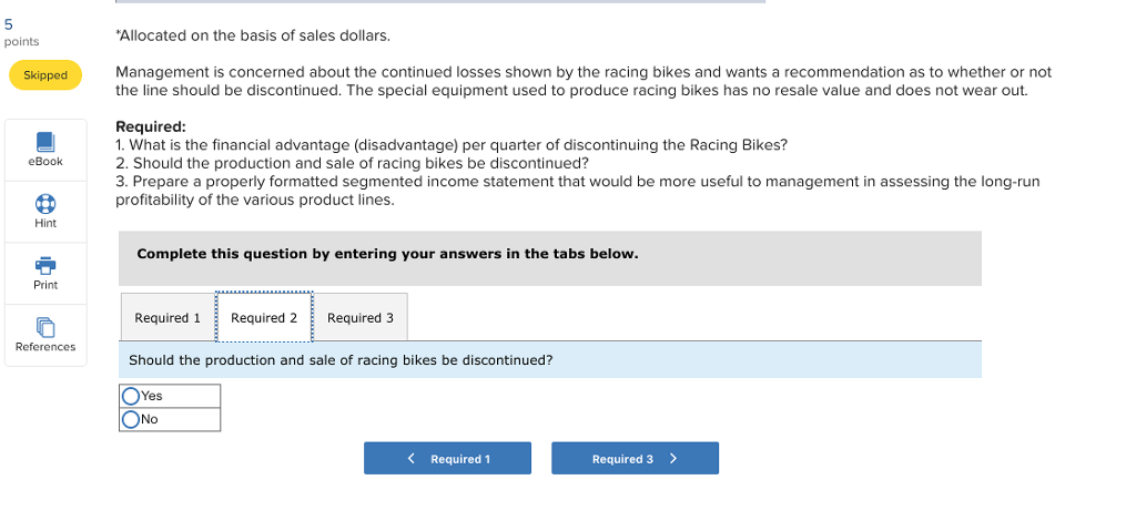 bike, a mountain bike, and a racing bike. Data on sales and