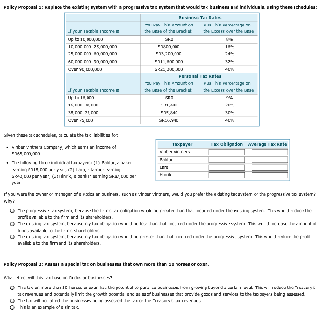 Policy Proposal 1: Replace the existing system with a progressive tax
