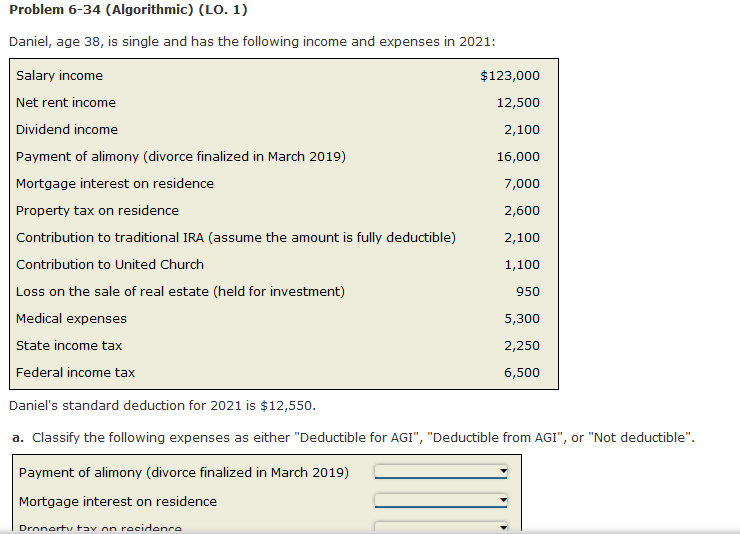  Problem 6-34 (Algorithmic) (LO. 1) Daniel, age 38, is single and