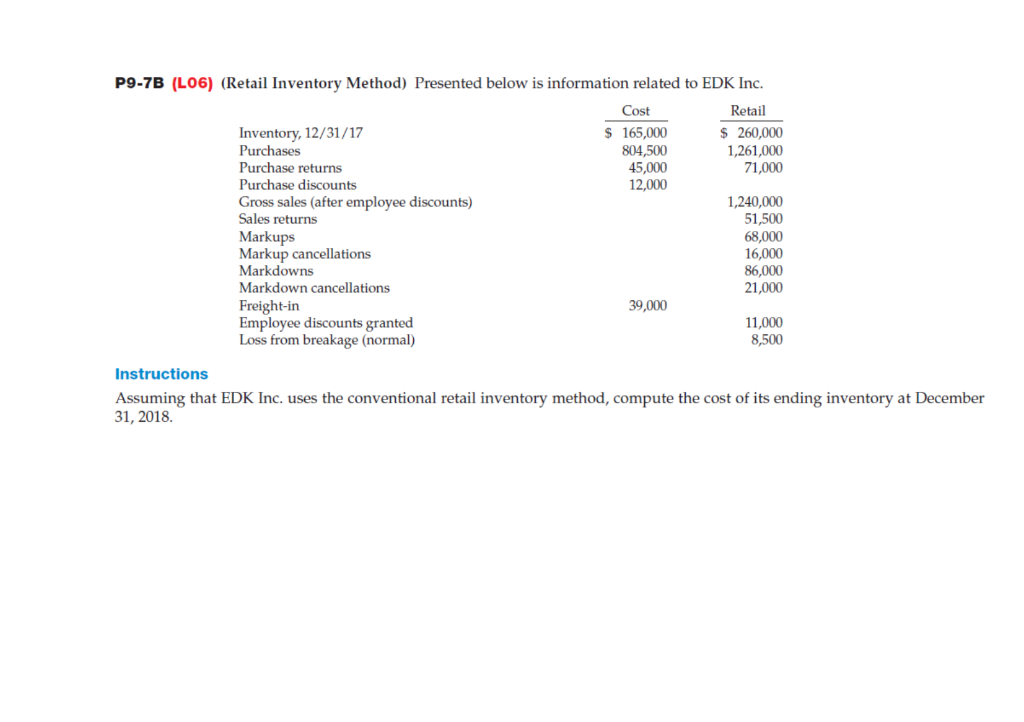  P9-7B (LO6) (Retail Inventory Method) Presented below is information related to