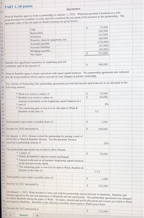  9 PART A (30 points) 10 Wind & Rambler agree to