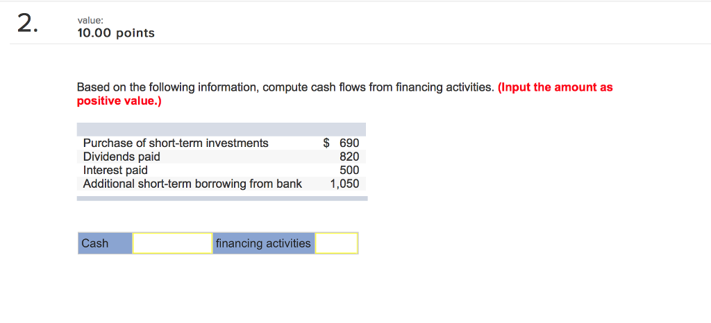Please show work, thanks! Based on the following information, compute cash flows
