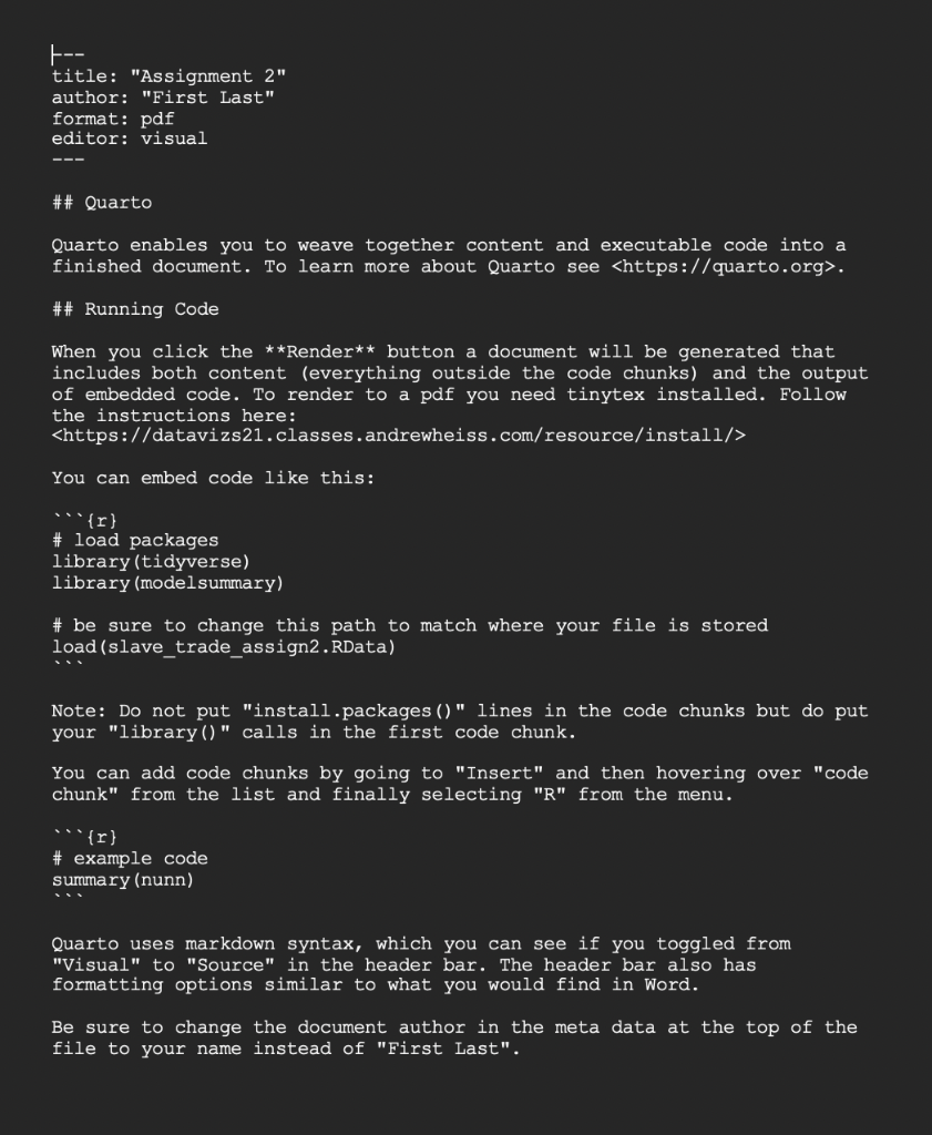  title: "Assignment 2 " author: "First Last" format: pdf editor: visual