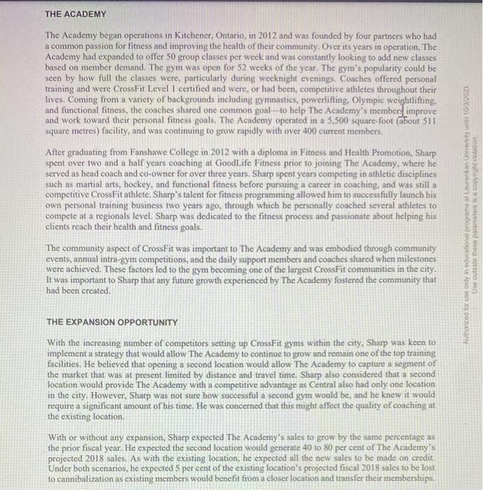 fifth year of operations, and Sharp was exploring potential expansion opportunitics to