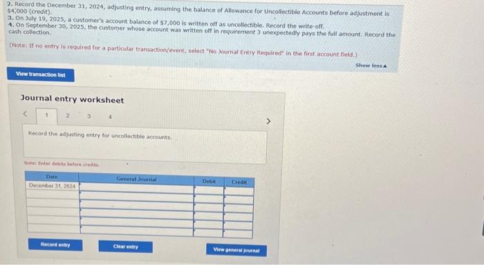 was written off in requirement 3 unexpectedly pays the full amount. Record